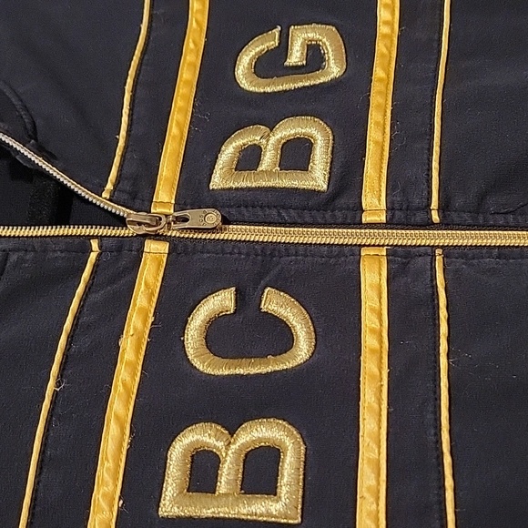 BCBG Max Azria Y2K Women's S Black/Gold Full Zip Spellout Jacket - Picture 2 of 9